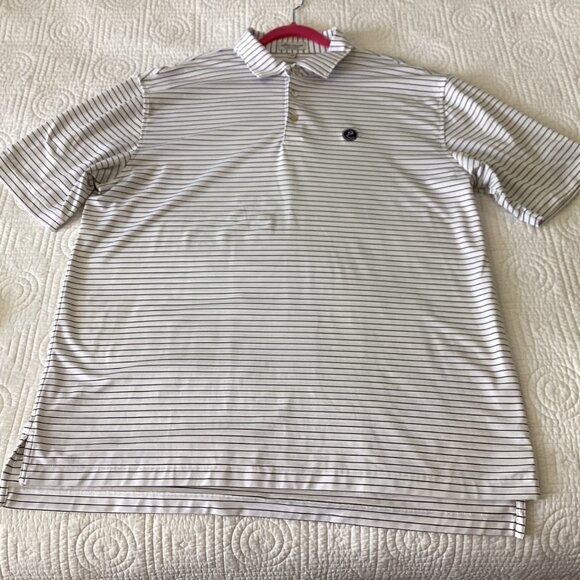 Peter Millar Summer Comfort Polo Shirt XL White & Navy Striped Short Sleeve Mens - Picture 2 of 13